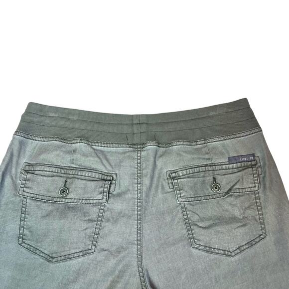 Level 99 Women's Linen Blend Pull-On Drawstring Army Green Joggers Pants Sz M - Picture 10 of 13